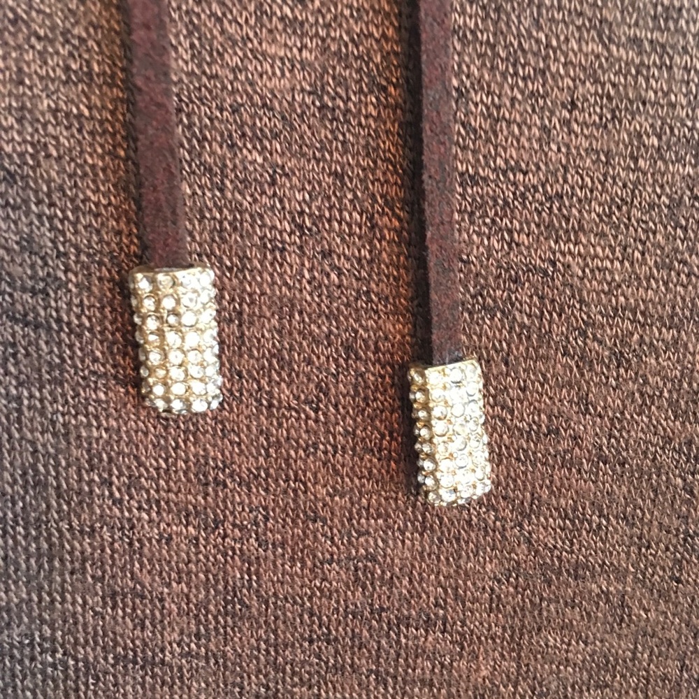 NEW LARIAT LEATHER and CUBIC ZIRCONIA CRYSTAL ENDS NECKLACE - Picture 4 of 13
